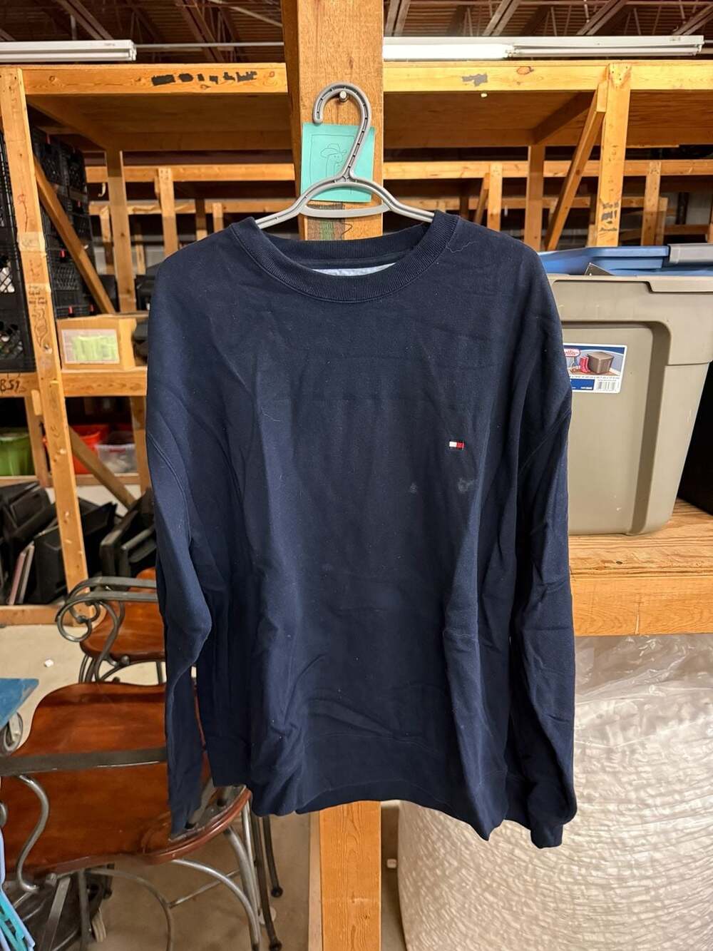Tommy Hilfiger Sweatshirt Size XXL Navy Blue Crewneck Flag Logo